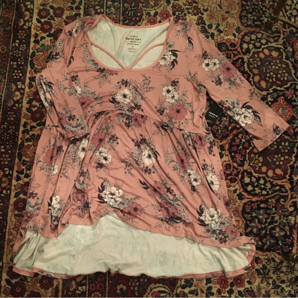Torrid Size 2 Super Soft Strappy Knit Babydoll Top NWT